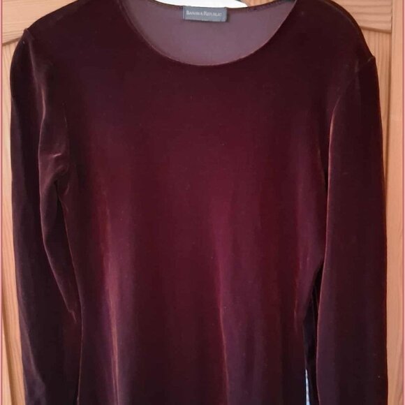 Banana Republic Burgundy Stretch Velour Party Holiday Dress - Picture 3 of 9